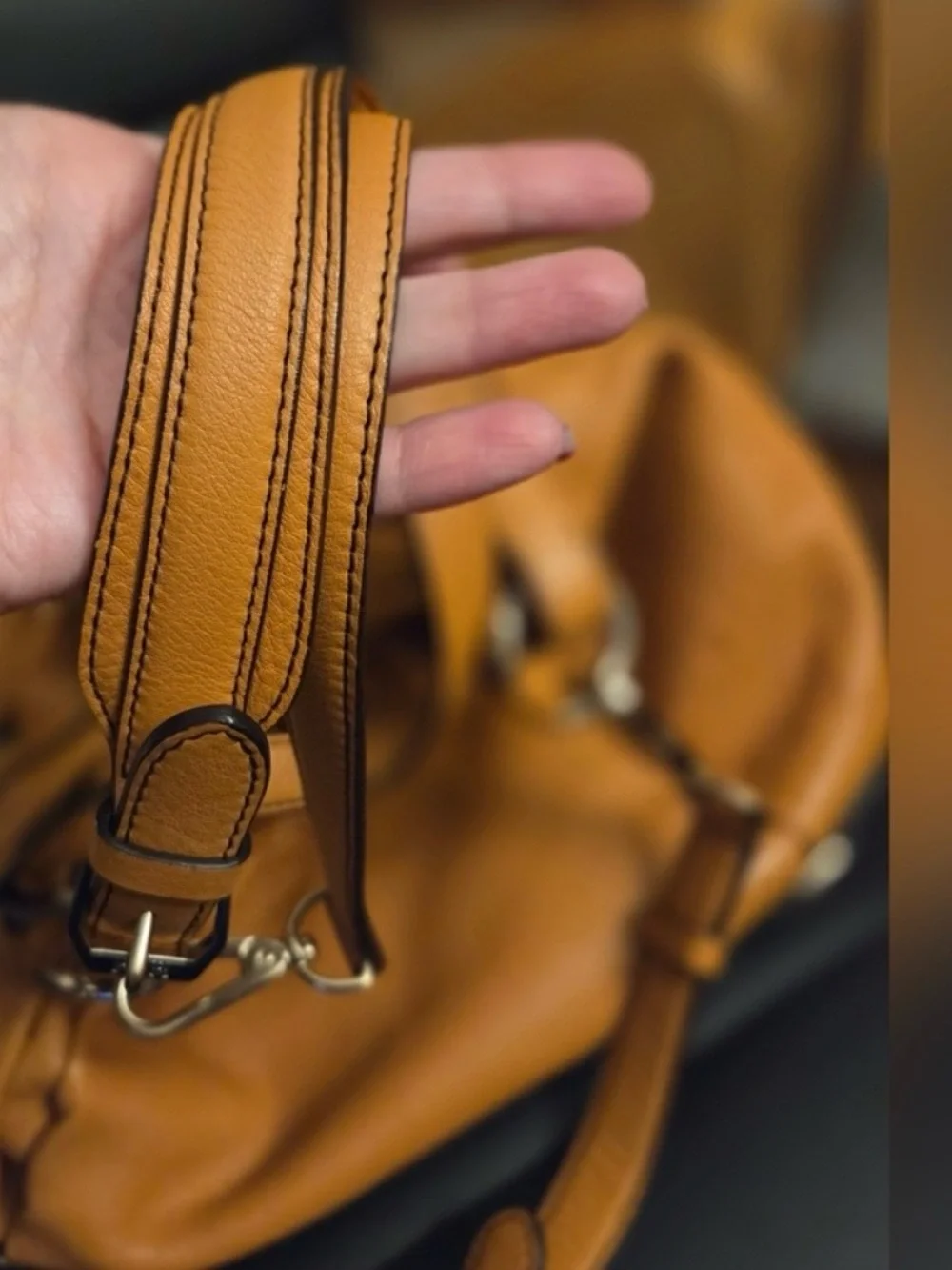 Authentic MCM Heritage Leather Drawstring Bucket Bag - Cognac Tan